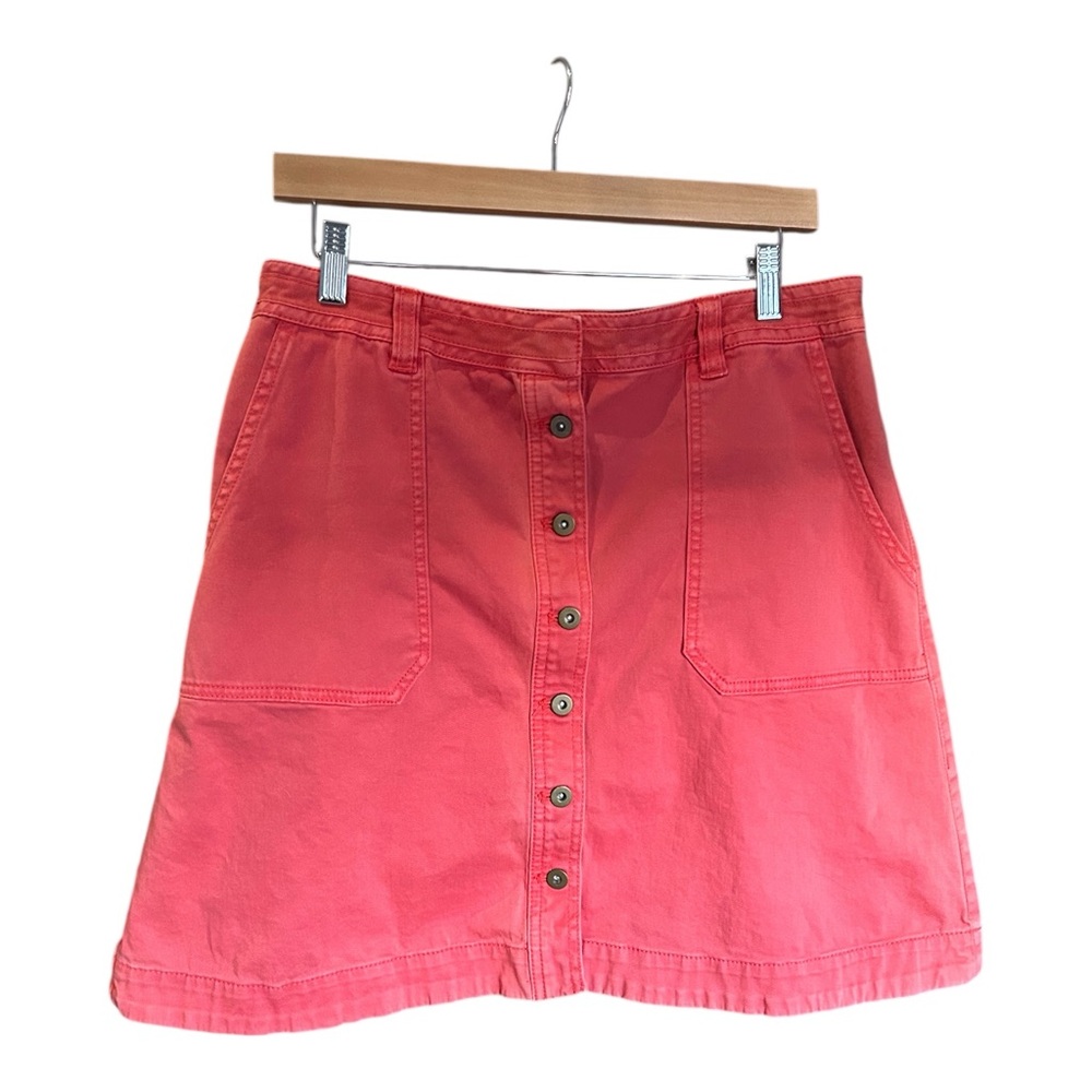 PILCRO and‎ the LETTERPRESS ANTHROPOLOGIE Button up Mini Skirt Coral 10